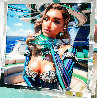 2100 AD Cyborg Vouge Cover Featuring Beyonce in Emerald Diamond Couture 2023 44x44 - Huge Original Painting by  RO | RO - 1
